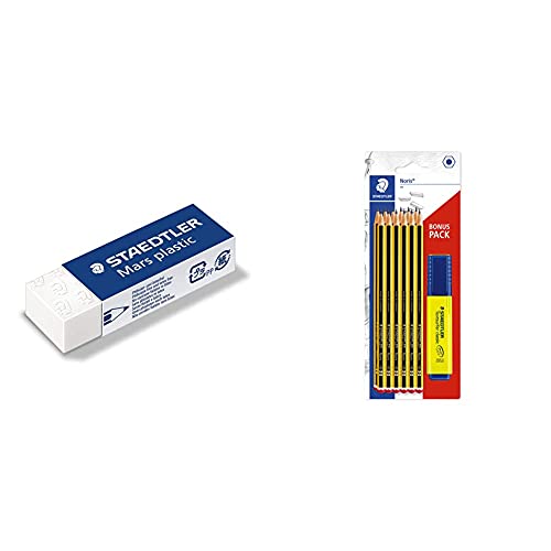 STAEDTLER Radierer 52650 + STAEDTLER 120 BK12P1 Special Pack 12 Noris Pencils 120-HB, Mulicoloured von Staedtler