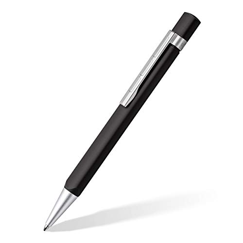 STAEDTLER TRX 440TRX9B-9ST Kugelschreiber (ergonomische Dreikantform, matte, samtweiche Aluminium-Oberfläche, Metallclip, Standard Großraummine, Strichstärke: B, Schreibfarbe: schwarz) schwarz von Staedtler