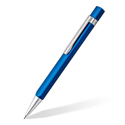 STAEDTLER TRX 766TRX3 07ST Drehbleistift (ergonomische Dreikantform, matte samtweiche Aluminium-Oberfläche, Metallclip, Drehmechanismus, Minenstärke 0,7 mm) blau von Staedtler