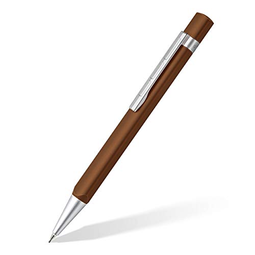 STAEDTLER TRX 766TRX7 07ST Drehbleistift (ergonomische Dreikantform, matte samtweiche Aluminium-Oberfläche, Metallclip, Drehmechanismus, Minenstärke 0,7 mm) braun von Staedtler