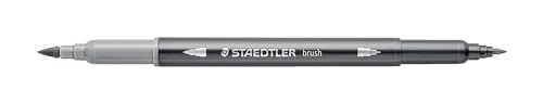 STAEDTLER aquarell Doppelfasermaler Design Journey, hellgrau, feine Spitze und flexible Pinselspitze, wasservermalbar, 10 hellgraue Filzstifte, 3001-82 von Staedtler