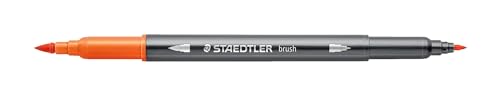 STAEDTLER aquarell Doppelfasermaler Design Journey, orange, feine Spitze und flexible Pinselspitze, wasservermalbar, 10 orange Filzstifte, 3001-4 von Staedtler