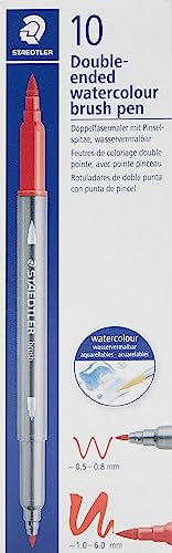 STAEDTLER aquarell Doppelfasermaler Design Journey, rosé, feine Spitze und flexible Pinselspitze, wasservermalbar, 10 rosé Filzstifte, 3001-250 von Staedtler