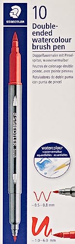 STAEDTLER aquarell Doppelfasermaler Design Journey, sienna gebrannt, feine Spitze und flexible Pinselspitze, wasservermalbar, 10 sienna gebrannte Filzstifte, 3001-73 von Staedtler