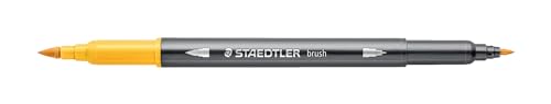 STAEDTLER aquarell Doppelfasermaler Design Journey, sonnengelb, feine Spitze und flexible Pinselspitze, wasservermalbar, 10 sonnengelbe Filzstifte, 3001-110 von Staedtler