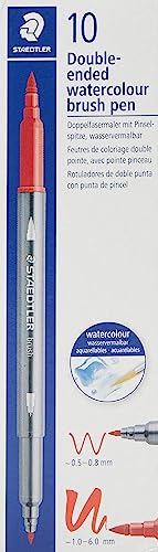 STAEDTLER aquarell Doppelfasermaler Design Journey, türkis grün, feine Spitze und flexible Pinselspitze, wasservermalbar, 10 türkis grüne Filzstifte, 3001-581 von Staedtler