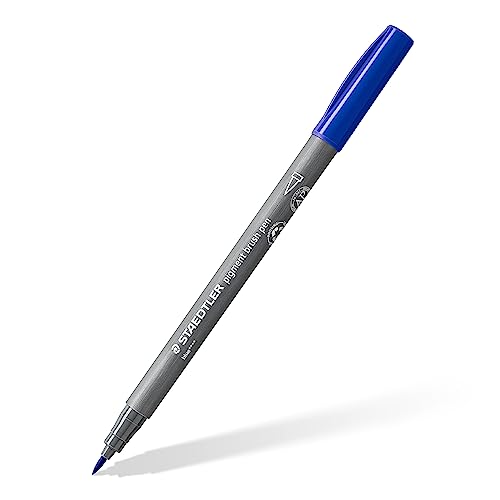 STAEDTLER brush pen pigment Arts, blau, pigmentierte Premium-Zeichentusche, Pinselspitze für variable Linienbreite, wasserfest, schnelltrocknend, 10 blaue brush pens im Kartonetui, 371-3 von Staedtler