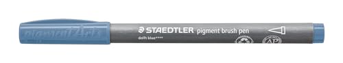 STAEDTLER brush pen pigment Arts, delfterblau, pigmentierte Premium-Zeichentusche, Pinselspitze für variable Linienbreite, wasserfest, schnelltrocknend, 10 brush pens im Kartonetui, 371-63 von Staedtler