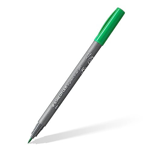 STAEDTLER brush pen pigment Arts, grün, pigmentierte Premium-Zeichentusche, Pinselspitze für variable Linienbreite, wasserfest, schnelltrocknend, 10 grüne brush pens im Kartonetui, 371-5 von Staedtler