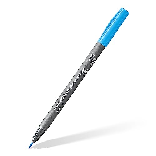 STAEDTLER brush pen pigment Arts, lichtblau, pigmentierte Premium-Zeichentusche, Pinselspitze für variable Linienbreite, wasserfest, schnelltrocknend, 10 brush pens im Kartonetui, 371-30 von Staedtler