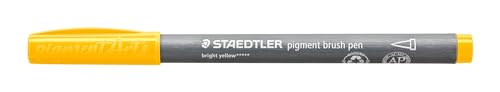 STAEDTLER brush pen pigment Arts, sonnengelb, pigmentierte Premium-Zeichentusche, Pinselspitze für variable Linienbreite, wasserfest, schnelltrocknend, 10 brush pens im Kartonetui, 371-110 von Staedtler