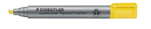 STAEDTLER flipchart Marker Lumocolor, gelb, Keilspitze, farbintensive, schnelltrocknende, geruchsarme Tinte, schlägt nicht durch Papier durch, 10 flipchart Marker in Faltschachtel, 356 B-1, gelb von Staedtler