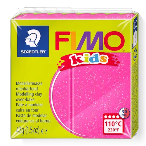 Staedtler Fimo 8030-262 Polymer-Ton, für Modellierung, Schmuck, Kunst und Handwerk, Glitzer, Fuchsia von Staedtler