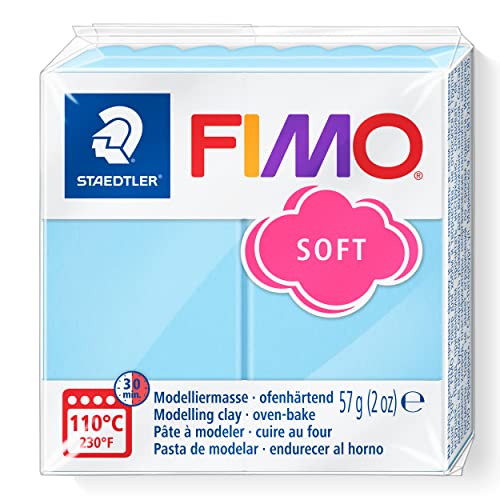 STAEDTLER ofenhärtende Modelliermasse FIMO soft, aqua, weich und geschmeidig, speziell für Einsteiger und Hobbykünstler, Normalblock 57g, 8020-305 von Staedtler