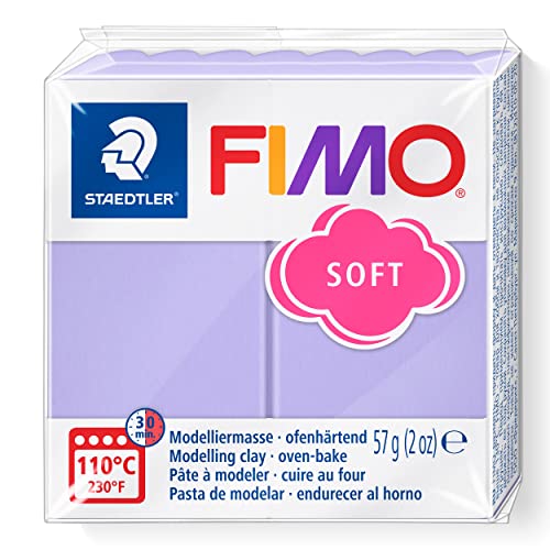 STAEDTLER ofenhärtende Modelliermasse FIMO soft, flieder, weich und geschmeidig, speziell für Einsteiger und Hobbykünstler, Normalblock 57g, 8020-605 von Staedtler