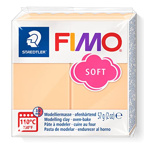 STAEDTLER ofenhärtende Modelliermasse FIMO soft, pfirsich, weich und geschmeidig, speziell für Einsteiger und Hobbykünstler, Normalblock 57g, 8020-405 von Staedtler