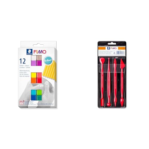 STAEDTLER ofenhärtende Modelliermasse FIMO soft brilliant colours & Modellierwerkzeuge FIMO, zur optimalen Verarbeitung und effektvollen Veredelung von FIMO von Staedtler