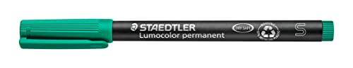 STAEDTLER permanent Marker Lumocolor, grün, Superfein, ca. 0,4 mm, wisch- und wasserfest, Made in Germany, nachfüllbar, lange Lebensdauer, 10 grüne Universalstifte im Kartonetui, 313-5 von Staedtler