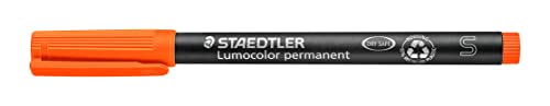 STAEDTLER permanent Marker Lumocolor, orange, Superfein, ca. 0,4 mm, wisch- und wasserfest, Made in Germany, lange Lebensdauer, 10 orange Universalstifte im Kartonetui, 313-4 von Staedtler