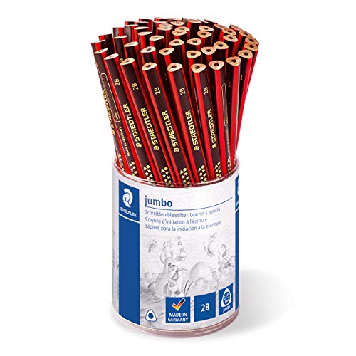 STAEDTLER 1285 KP50 Noris Club Jumbo Schreiblernstift, Härtegrad 2B, Köcher mit 50 Stück, rot von Staedtler