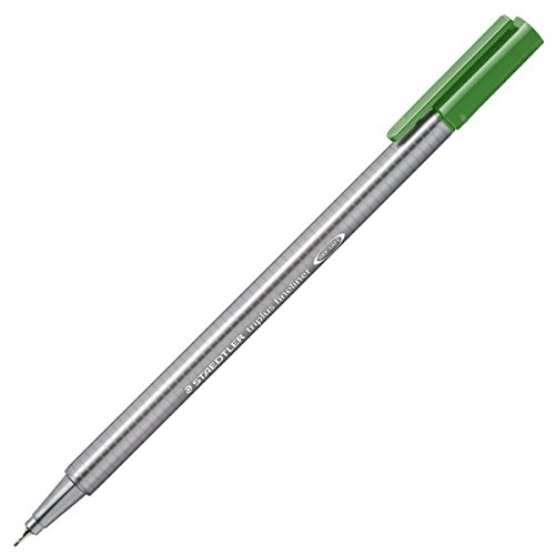 Staedtler 334-52 Fineliner triplus Dreikantschaft im Kartonetui, metallgefasste Spitze, circa 0, 3 mm, 10 Stück, saftgrün von Staedtler