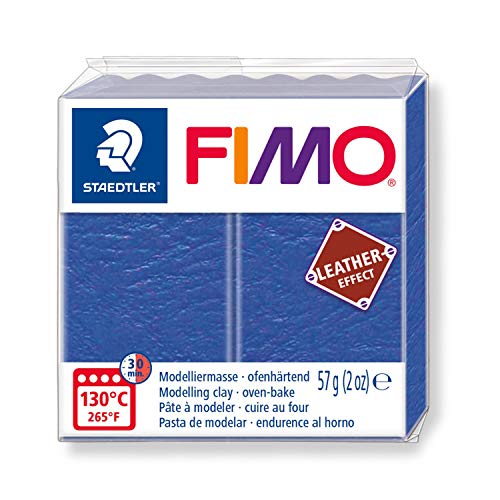 STAEDTLER 8010-309 Fimo Leather-Effect ofenhärtende Modelliermasse (für kreative Objekte im Leder-Look, lederähnliche Optik und Haptik) Farbe indigo von Staedtler