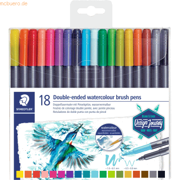 Staedtler Doppelfasermaler marsgraphic duo Pinselspitze VE=18 Stück von Staedtler