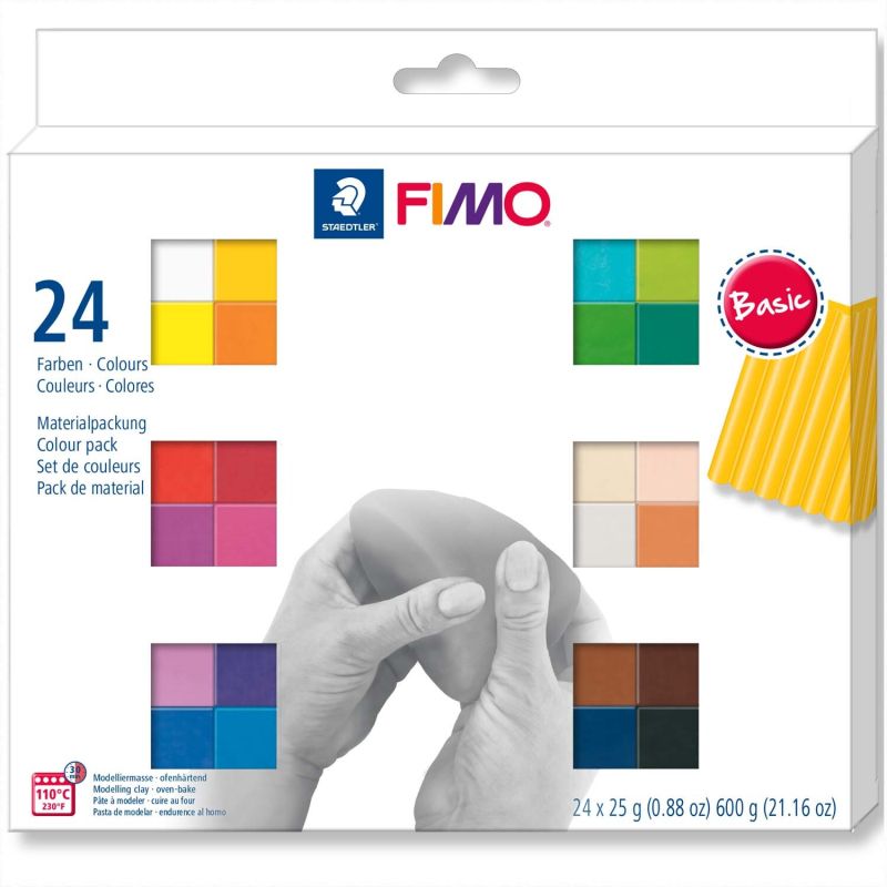 FIMO soft Basic 24 Halbblöcke je 25g von Staedtler