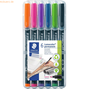 Staedtler Folienschreiber Lumocolor F permanent farbig sortiert VE=6 S von Staedtler