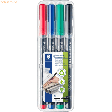 Staedtler Folienschreiber Lumocolor permanent M 4er Etui sortiert von Staedtler