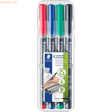 Staedtler Folienschreiber Lumocolor permanent S 4er Etui sortiert von Staedtler