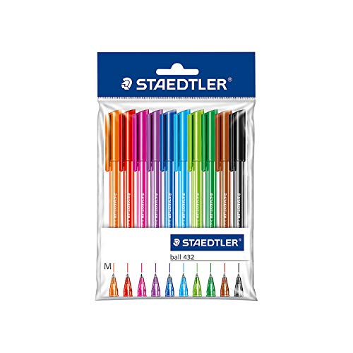 Staedtler Kugelschreiber Ball, Strichstärke 0,5 mm, Einzelfarben o. 10-fach sortiert farbsortiert von Staedtler