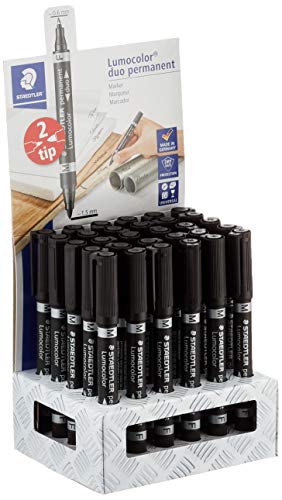 Staedtler Lumocolor 348-9 CA30 Permanentmarker mit doppelter Spitze. Präsentationsständer mit 30 schwarzen Doppelspitzen. von Staedtler