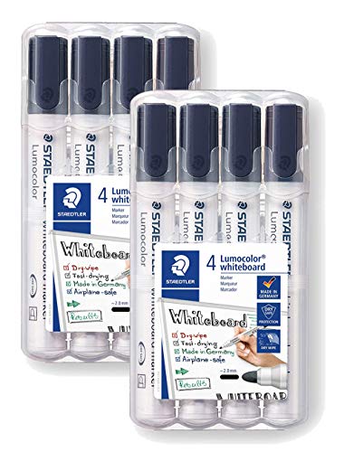 Staedtler Lumocolor 351 WP4-9X Whiteboard-Marker Schwarz (2er Pack) von Staedtler