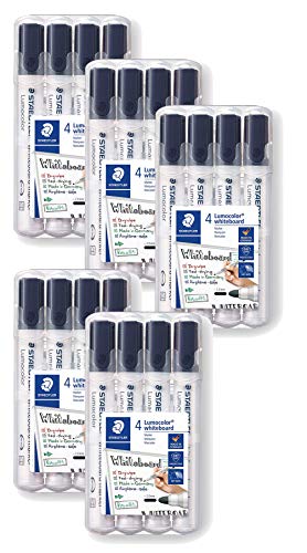 Staedtler Lumocolor 351 WP4-9X Whiteboard-Marker Schwarz (5er Pack) von Staedtler