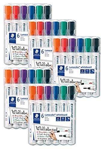 Staedtler Lumocolor Whiteboard Marker (6 Stück, 5x Rundspitze) von Staedtler