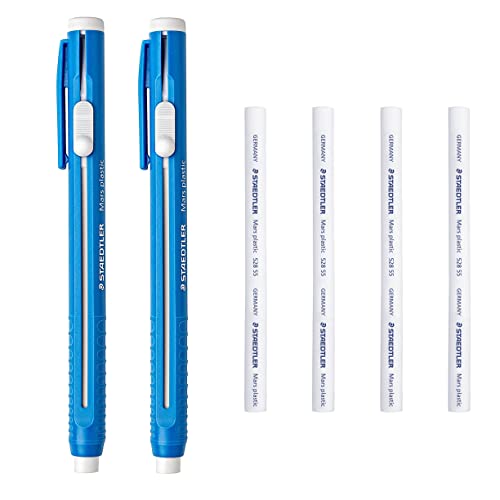 Staedtler Mars Kunststoff Stick Radiergummi 528 50 Set mit Nachfüllungen - 2 x Radiergummihalter, 4 x Nachfüllungen - 6 Stück von Staedtler