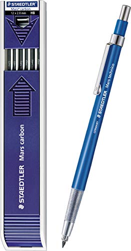 Staedtler Mars Technico 780 C Fallminenstift, hohe Qualität, mit Metallclip und HB Mine, integrierter Minenspitzer, Schaftfarbe blau (1 - Pack, + Fallminen) von Staedtler