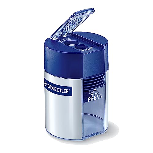 Staedtler Metal Double Hole Sharpener with Tub, 512001BK by Staedtler von Staedtler