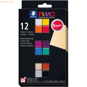 Staedtler Modelliermasse Fimo Professional -Basic Colours- farbig sort von Staedtler