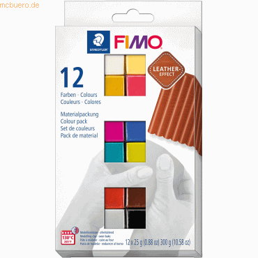 Staedtler Modelliermasse Fimo leather-effect farbig sortiert 12x 25g von Staedtler