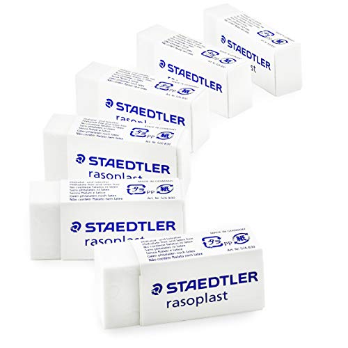 Staedtler Rasoplast Mini Radiergummi, Weiß, 6 Stück, 526 B30 von Staedtler