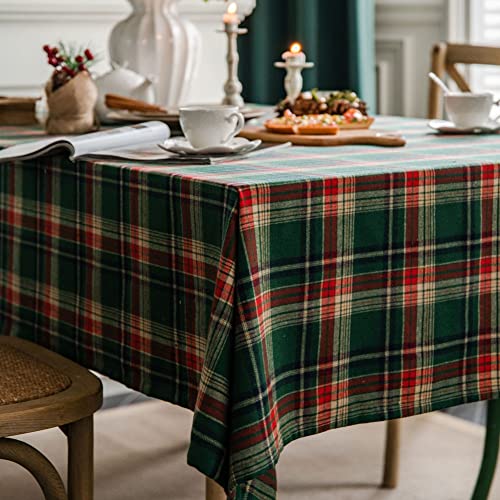 Stafeny Weihnachten Tischdecke 140 x 220 cm Grün Plaid Weihnachten Rechteckige Tischdecken Waschbar Xmas Party Tischdecke für Home Küche Esszimmer Dekoration von Stafeny