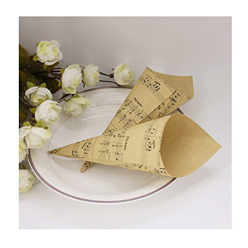 50 pcs Retro Kraftpapier Musiknote Cones Bouquet Candy Schokolade Taschen Kontrollkästchen Hochzeit Partei Geschenke Verpackung mit Hanf Seile Label Aufkleber von StageOnline