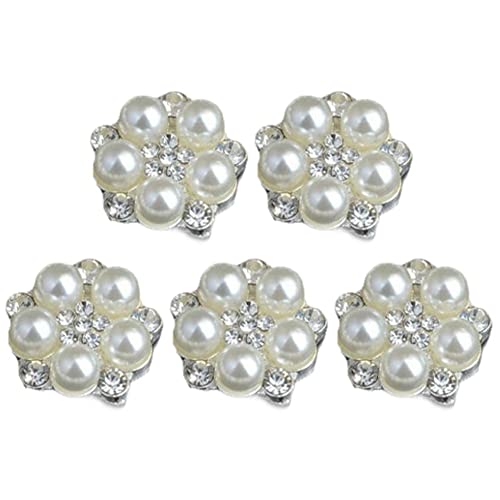 5 Pcs Strassknöpfe Pearl Blumenknöpfe Kristall Perlenknöpfe Blütenförmige Knöpfe Für Schmuckherstellung von Stakee