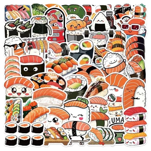 50 Stück Süße Sushi-Cartoon-Graffiti-Aufkleber, Vinyl, Wasserfest, Ästhetisch, DIY-dekor-Aufkleber Für Wasserflasche, Laptop, Skateboard, Telefon, Scrapbooking-Aufkleber von Stakee