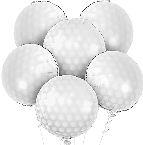 6pcs Golf Ball Luftballons 18 Zoll Sport Runde Luftballons Golf Thema Sport Folie Aluminium Luftballons Für Party Dekoration von Stakee