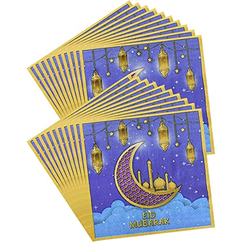 Stakee 20pcs Eid Mubarak Serviette Ramadan Dekorative Papier Servietten Ramadan Theme Servietten Eid -fitr Party Vorräte von Stakee