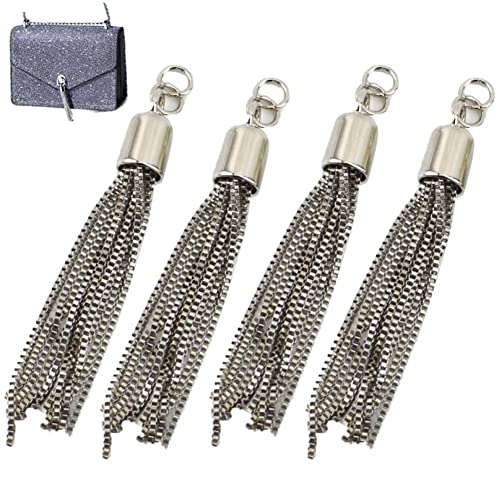 Metall Quaste Anhänger 4pcs Kette Quaste Tassel Charme Handtasche Quasten Charm Großes Loch Quasten Anhänger Für Taschenzubehör von Stakee