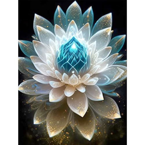 Stalente Diamond Painting Erwachsene Set Blumen, 5D DIY Diamond Art Kits for Beginners Round Full Drill Diamond Painting for Home Wall Decoration Gift 30×40cm/12×16inch, Lotus von Stalente